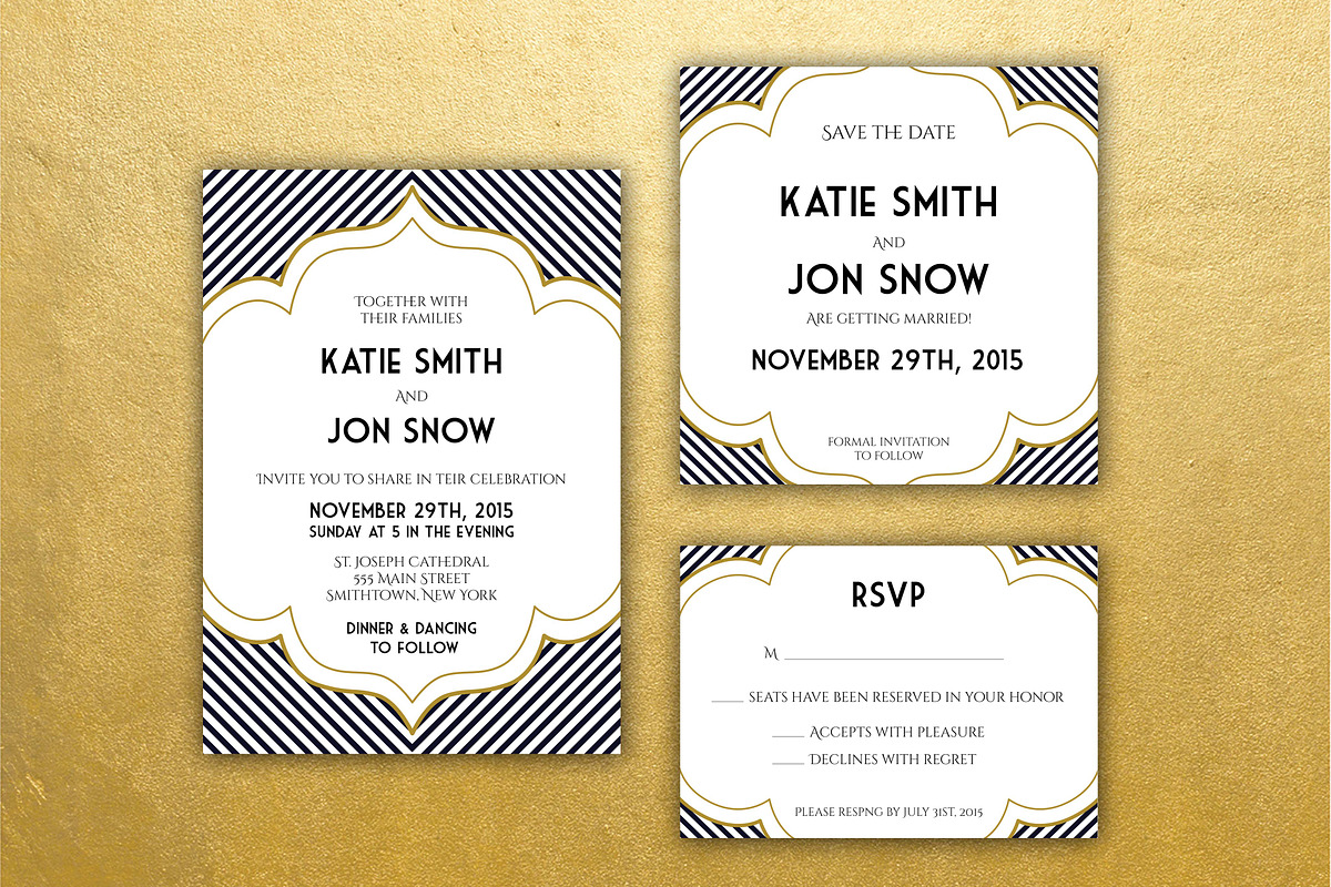 Art Deco Inspired Wedding Invitation, an Invitation Template by Does She Even Doodle (Photo 2 of 2)