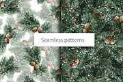 Winter Pine Branches Patterns, a Pattern Graphic by Gribanessa (Thumbnail 1 of 4)