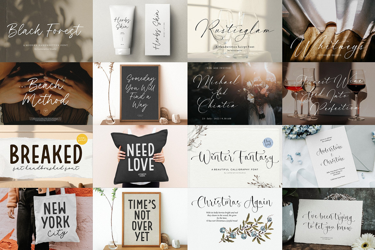 The ULTIMATE! 100 Font Bundle!, a Script Font by Letterative Studio (Photo 3 of 8)