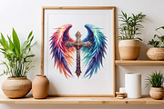 Watercolor Cross With Wings Clipart, a Seasonal Illustration by Craft Nest (Thumbnail 4 of 5)