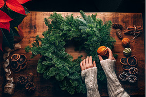 Process of making christmas wreath, a Holiday Photo by MAnuta
