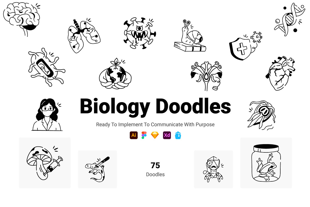 Biology Doodles Icons Set, an Outline Icon by Prosymbols (Photo 1 of 6)
