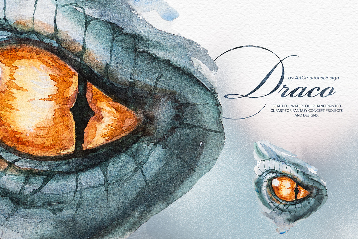 Hand Painted Draco Clipart Set, a Decorative Illustration by ArtCreationsDesign (Photo 11 of 13)
