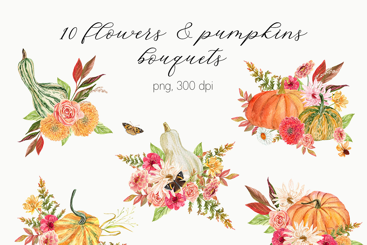 Early Fall Floral Pumpkin Watercolor, a Seasonal Illustration by Catch the Dream Art (Photo 5 of 13)