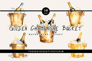 Golden Champagne Bucket PNG Clipart