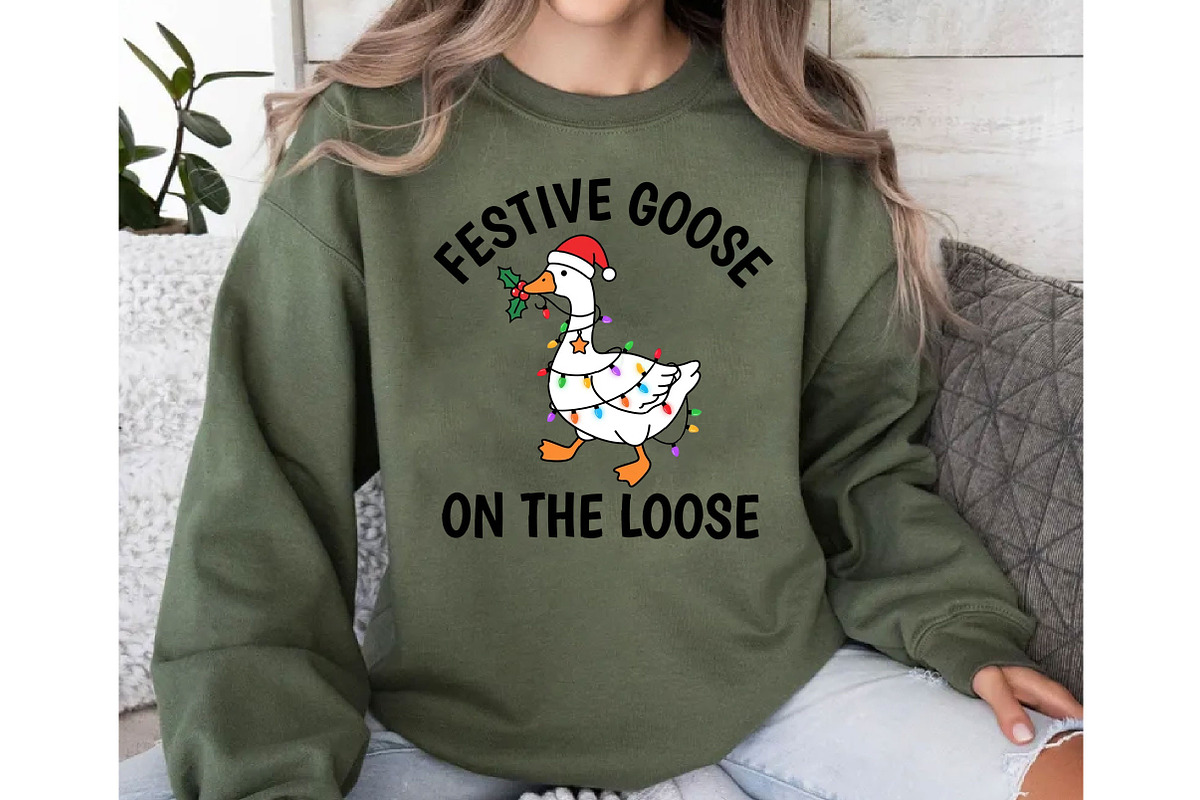 Festive Goose on the Loose PNG, a Seasonal Illustration by DreamCafeArt (Photo 6 of 6)