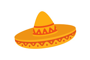 Mexican sombrero hat with red and, an Object Illustration by GraphiShop