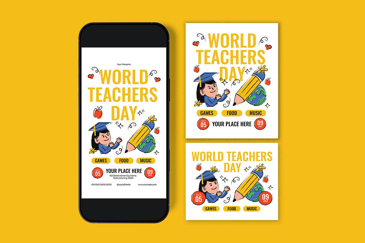 World Teachers Day Flyer, a Flyer Template by graphicook (Photo 3 of 3)