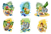 Summer vacation on the beach., a Seasonal Illustration by IrynaPanashii (Thumbnail 5 of 9)