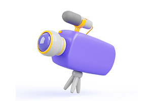 Movie Camera 3d Render Icon. Cartoon