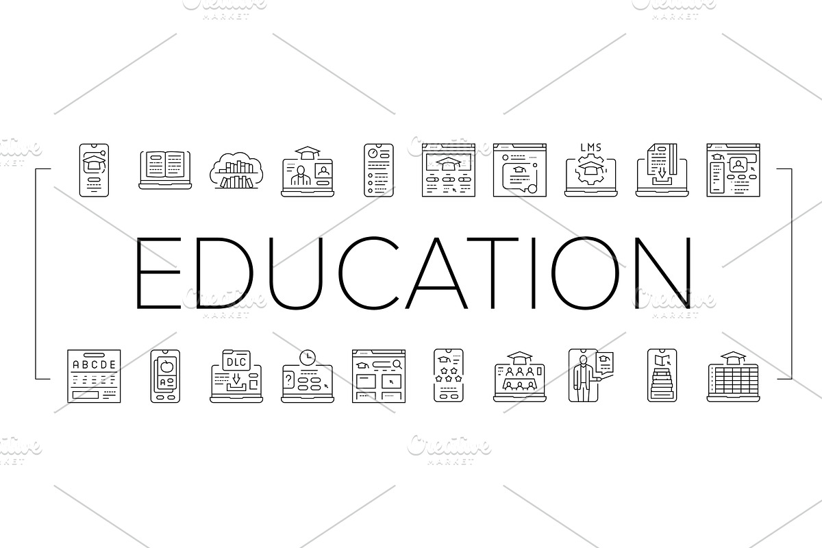 education platform edtech icons set, an Education Illustration by pikepicture