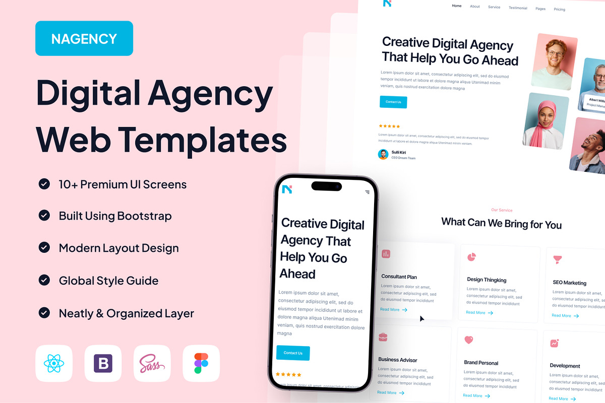 Digital Agency Web Templates, a Bootstrap Template by CreativeUI (Photo 1 of 7)
