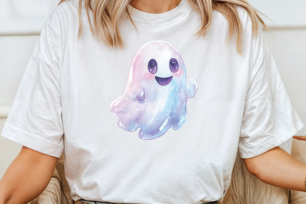 Halloween Iridescent Cute Ghost PNG, an Illustration by CraftArtStudio (Photo 4 of 6)