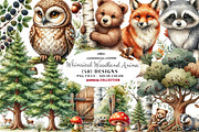 Whimsical Woodland Animals Clipart, a Seasonal Illustration by CreationArt (Thumbnail 1 of 7)