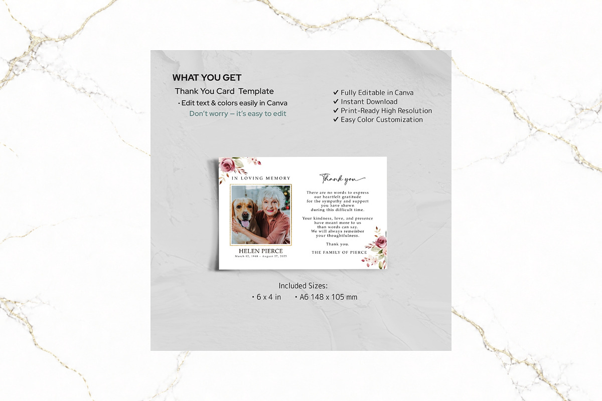 Funeral Thank You Card Canva FR008, a Card Template by TyphoonStudio (Photo 2 of 6)