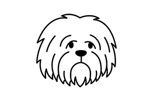 Fluffy dog cartoon face with long, an Animal Illustration by GraphiShop