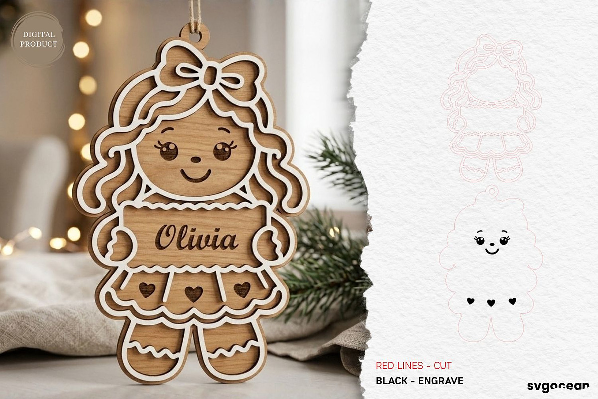 Personalized Gingerbread Ornaments, a Decorative Illustration by svgocean (Photo 4 of 14)