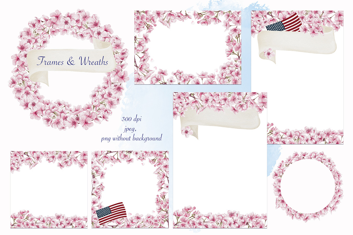 Cherry Blossoms clip art watercolor, an Illustration by Alena Sid (Photo 9 of 16)