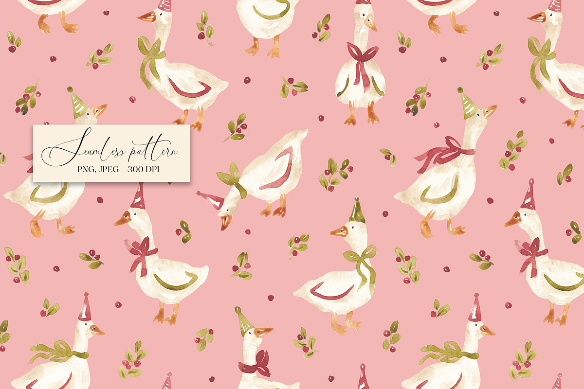 Christmas Goose Pattern, a Pattern Graphic by SirenaArt (Photo 8 of 16)