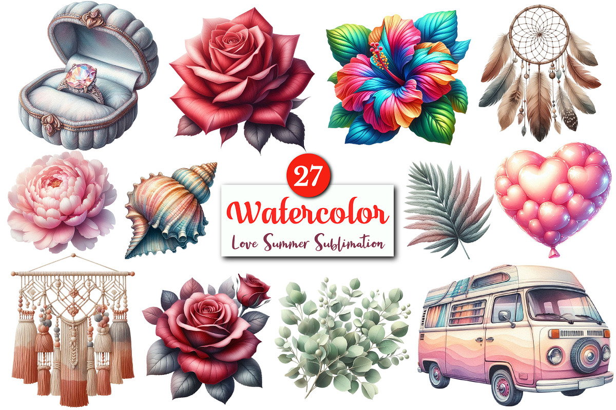 Love Summer Sublimation Clipart, a Graphic by CitraGraphics (Photo 1 of 4)