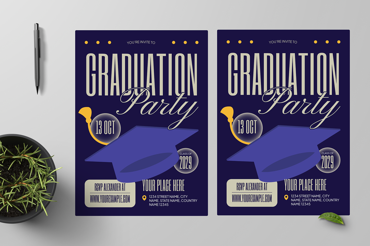 Modern Graduation Invitation, a Flyer Template by Annora Studio (Photo 2 of 6)