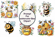 Prompt for watercolor Bee Clipart, a Graphic by Milano Creative (Thumbnail 1 of 4)