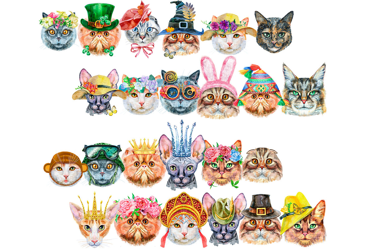 Watercolor borders from cats, an Animal Illustration by Watercolor fantasy (Photo 6 of 9)