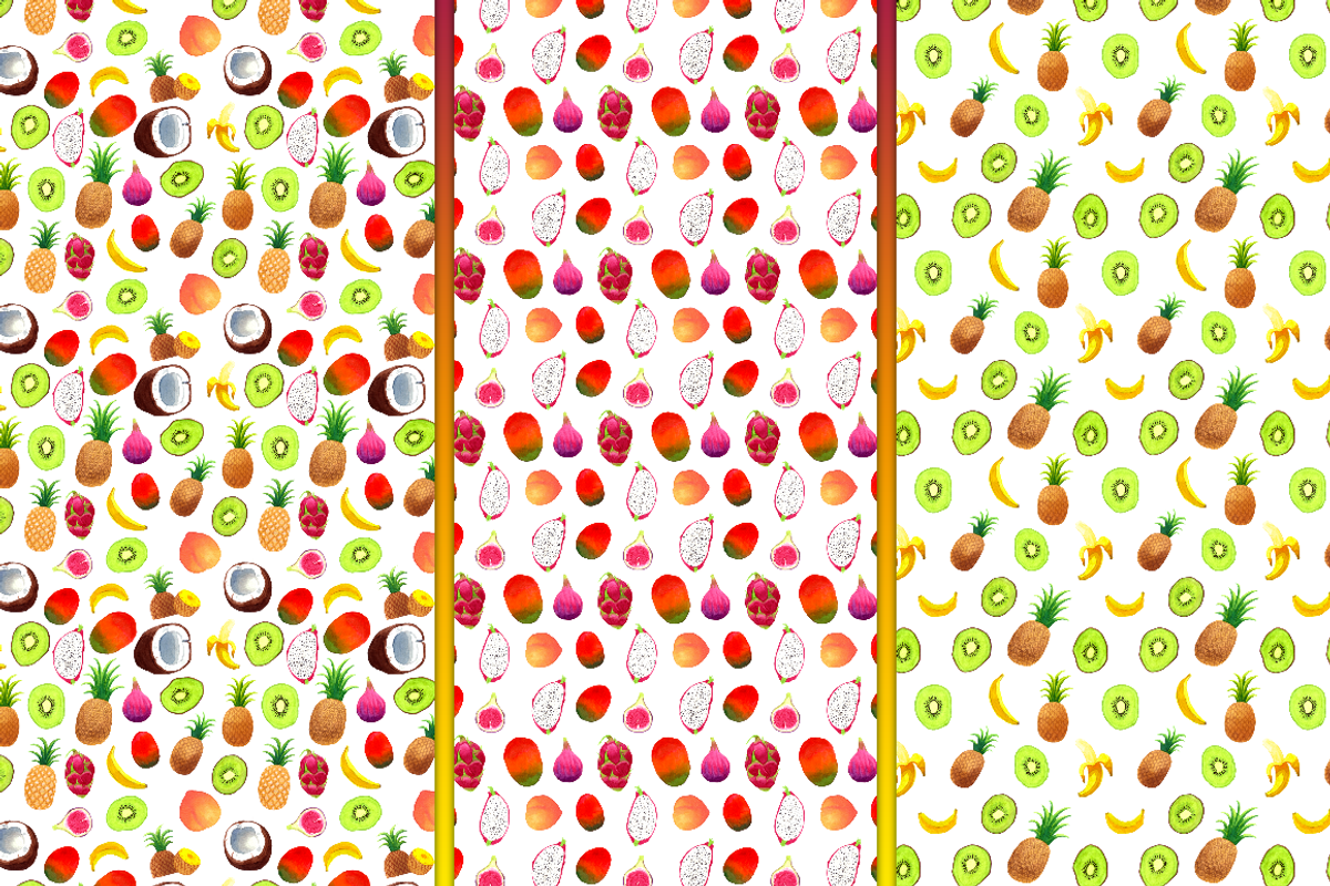 Watercolor Tropical Fruits, a Food Illustration by skrich (Photo 3 of 3)
