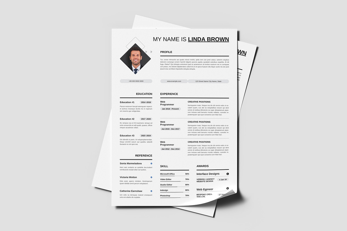 Professional Resume & CV Template, a Resume Template by PixelStudio (Photo 1 of 5)