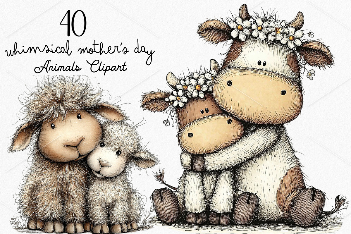 Whimsical Mother's Day Animals PNG, a Seasonal Illustration by Canvas Craft (Photo 1 of 7)