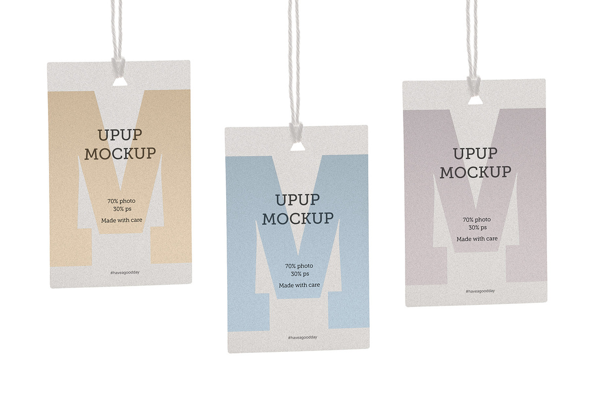 Clothes label tag blank white mockup, an Advertising Mockup by Olha Klein (Photo 1 of 3)