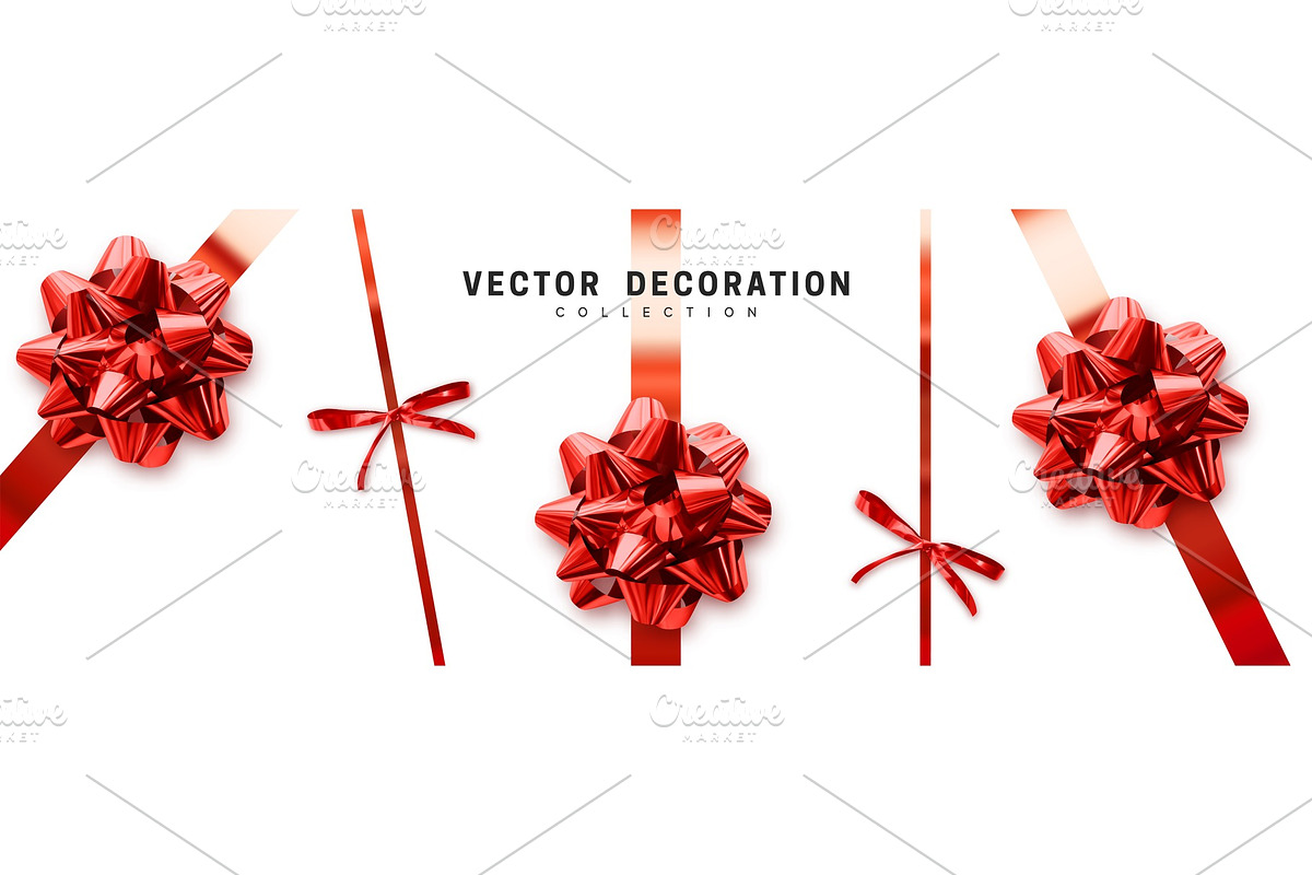 Red Gift bows with ribbons, an Object Graphic by Modern vector