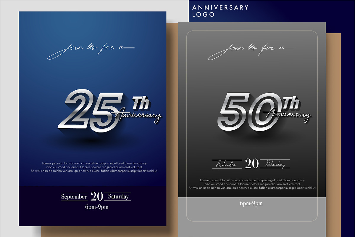 Sets of silver anniversary logo, a Card Template by OtpirusGraphic (Photo 4 of 5)
