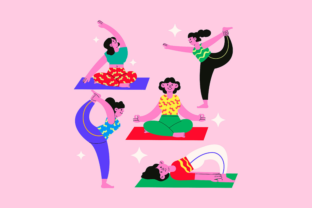 Pink Flat Day Of Yoga Illustration, a Healthcare Illustration by graphicook