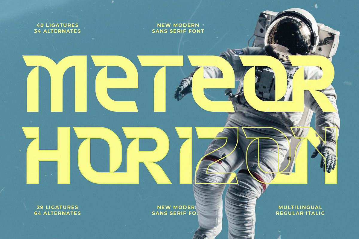 Meteor Horizon: Modern Sci-Fi Font, a Sans Serif Font by timelesstype.co (Photo 1 of 15)