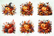 Jack-o-Lantern with Fall Flowers Png, an Illustration by Creative Art (Thumbnail 2 of 4)