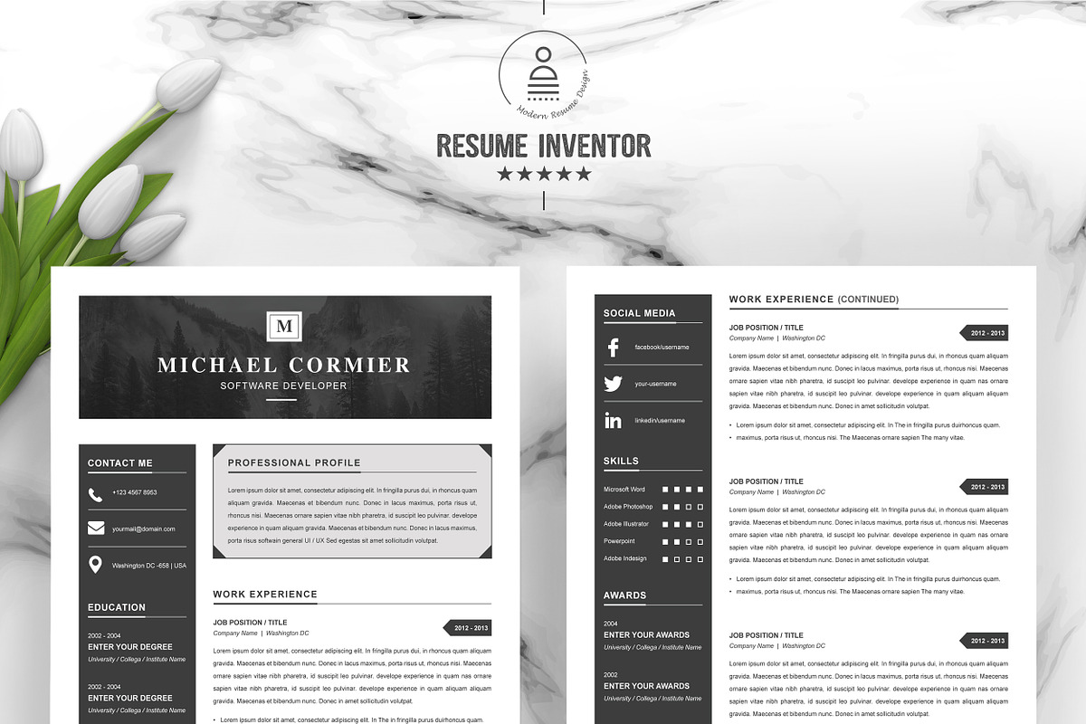 Resume Template, a Resume Template by ResumeInventor (Photo 2 of 6)