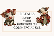 Whimsical Autumn pig Clipart, a Seasonal Illustration by Designworld (Thumbnail 3 of 9)