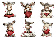 Whimsical Valentine Donkey Clipart, an Illustration by Craft Nest (Thumbnail 3 of 11)