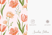 Peach Tulip Floral Seamless Pattern, a Pattern Graphic by Pati Charm Studio (Thumbnail 5 of 8)