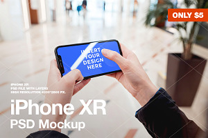 iPhone XR PSD Mockup landscape