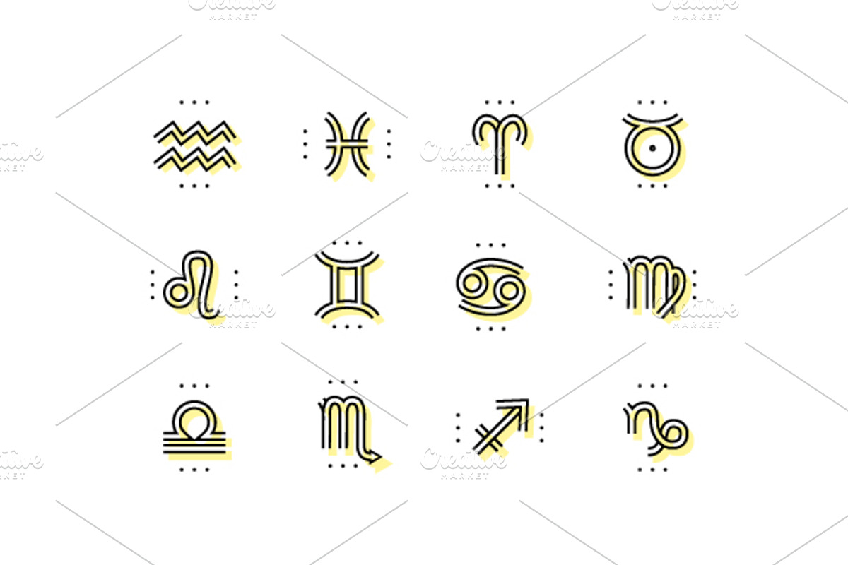 Thin line zodiac icons set, an Icon by painterr (Photo 2 of 3)