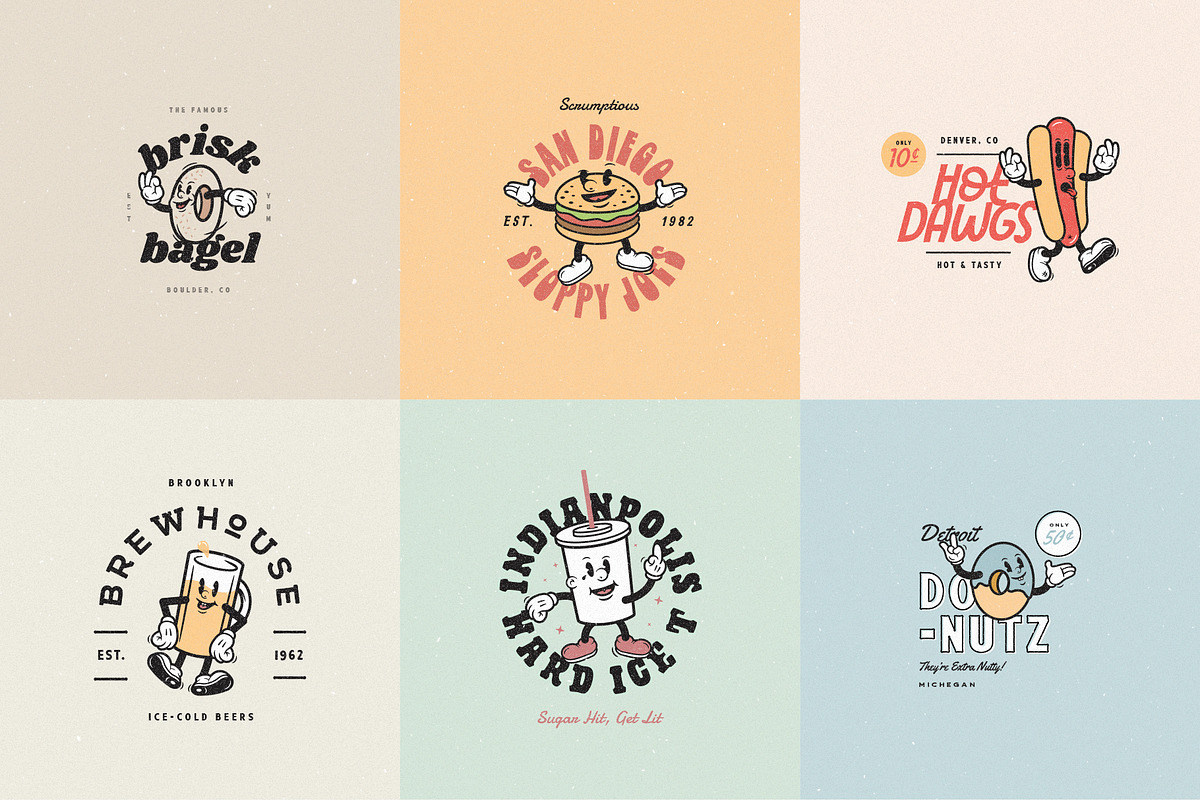 Food Friends Vintage Mascots & Logos, a Food Illustration by Staple. (Photo 8 of 8)