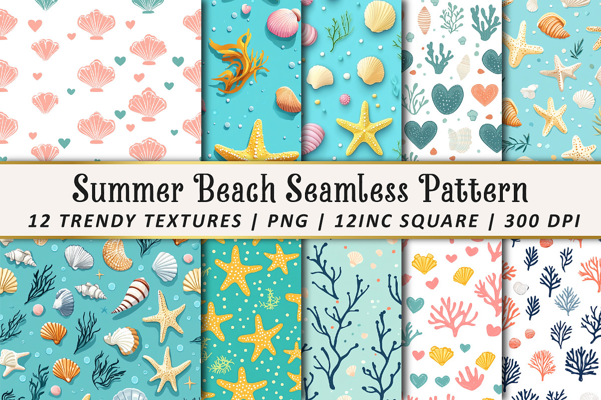 Summer Beach Seamless Pattern, an Illustration by OK Design (Photo 1 of 3)