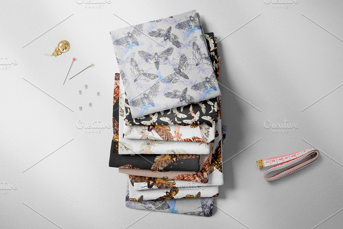 Night Moth. Watercolor Patterns, a Pattern Graphic by NKTKNS (Photo 6 of 7)