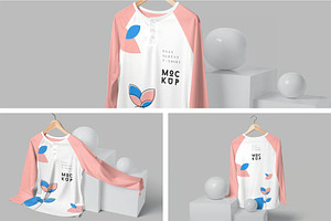 Buttoned Full Sleeve T-Shirt Mockups, a Shirt Mockup by megostudi0