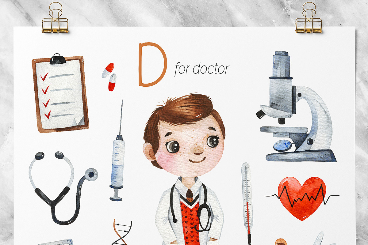 Cute Alphabet Professions. Part 1, an Object Graphic by Kate_Rina (Photo 7 of 21)