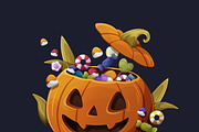 Halloween PumpkinClipart & Patterns, a Seasonal Illustration by Alina Kruss (Thumbnail 3 of 11)