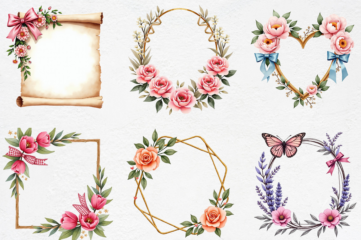 Coquette Summer Frame Clipart Bundle, an Illustration by CrexoraLab (Photo 2 of 5)