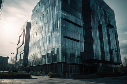 aesthetic business complex of office, an Architecture Photo by Virgo Studio